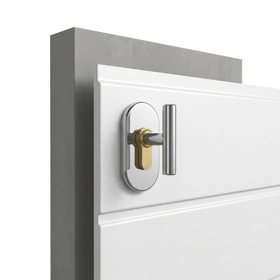 Serrure à clé montée sur le panneau d’une porte de garage sectionnelle