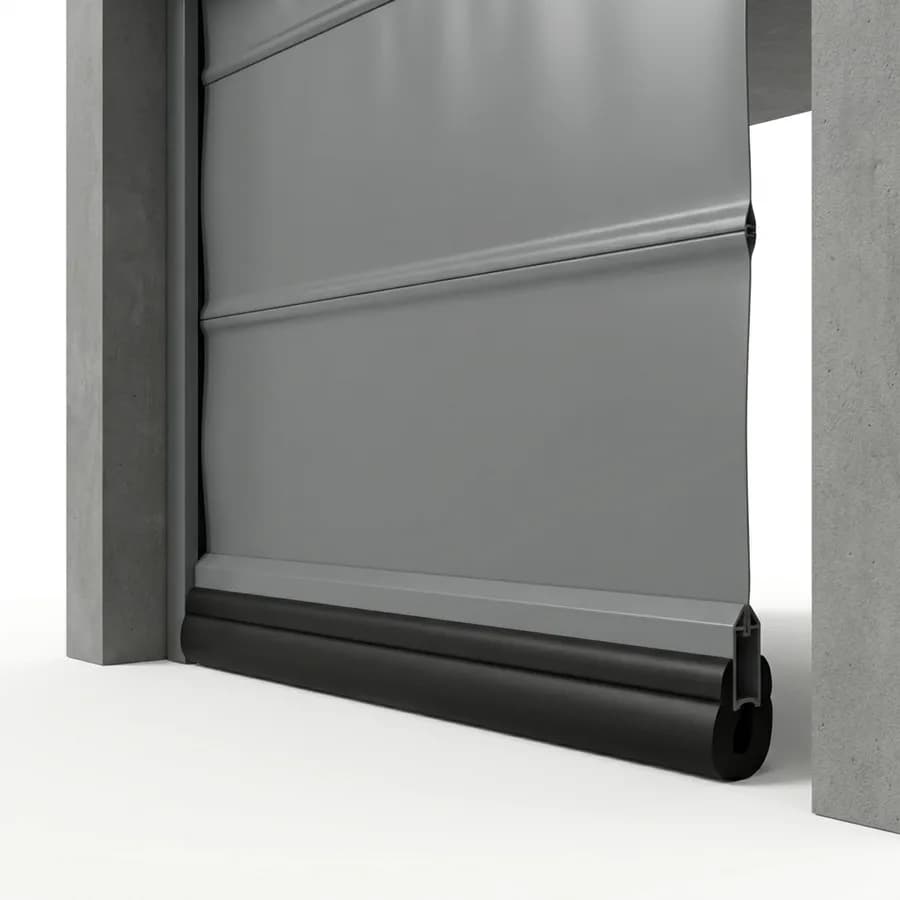 Bas de toile d’une porte souple rapide équipé d’un bord sensible en caoutchouc