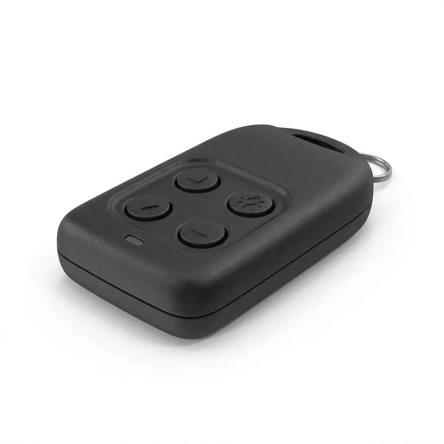 Télécommande de porte de garage à plusieurs boutons, sur fond clair