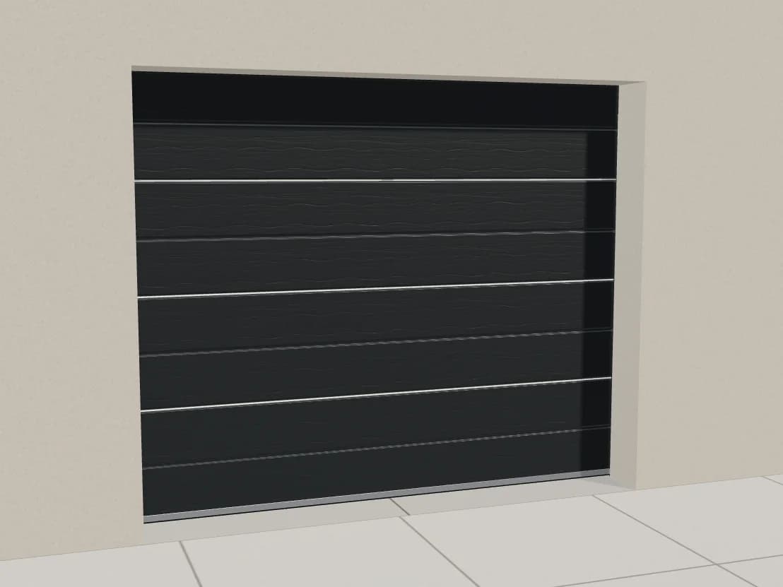 Porte de garage sectionnelle gris anthracite RAL 7016 à rainure large, vue de face
