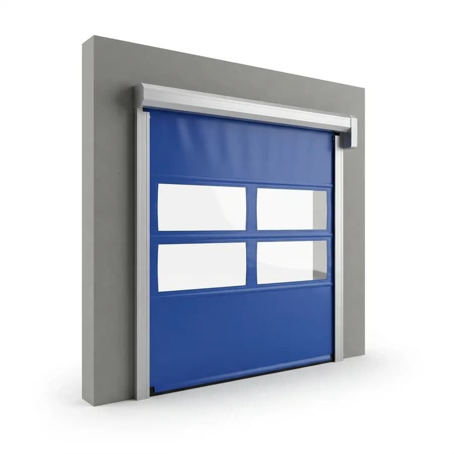 Porte souple rapide à toile avec deux rangées de hublots en PVC cristal