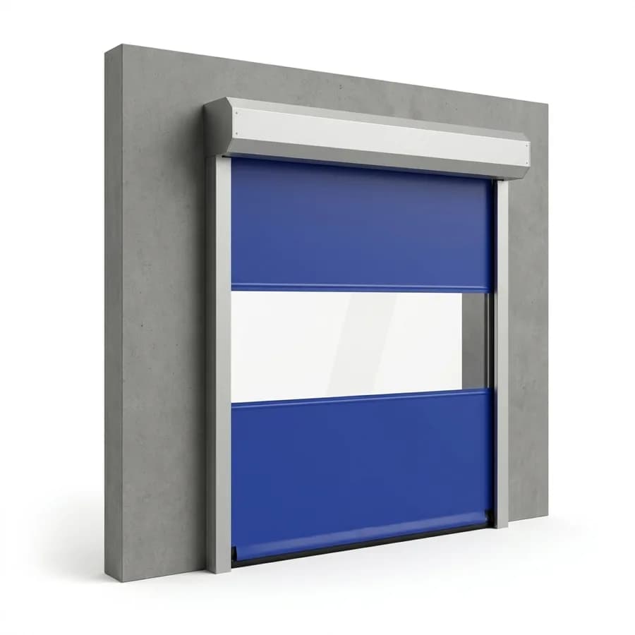 Porte souple rapide avec une bande de vision transparente sur toute la largeur de la toile