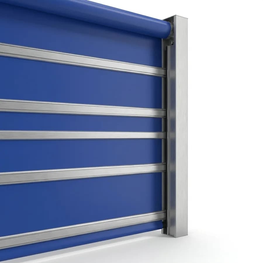 Toile de porte souple rapide renforcée par des raidisseurs horizontaux en aluminium