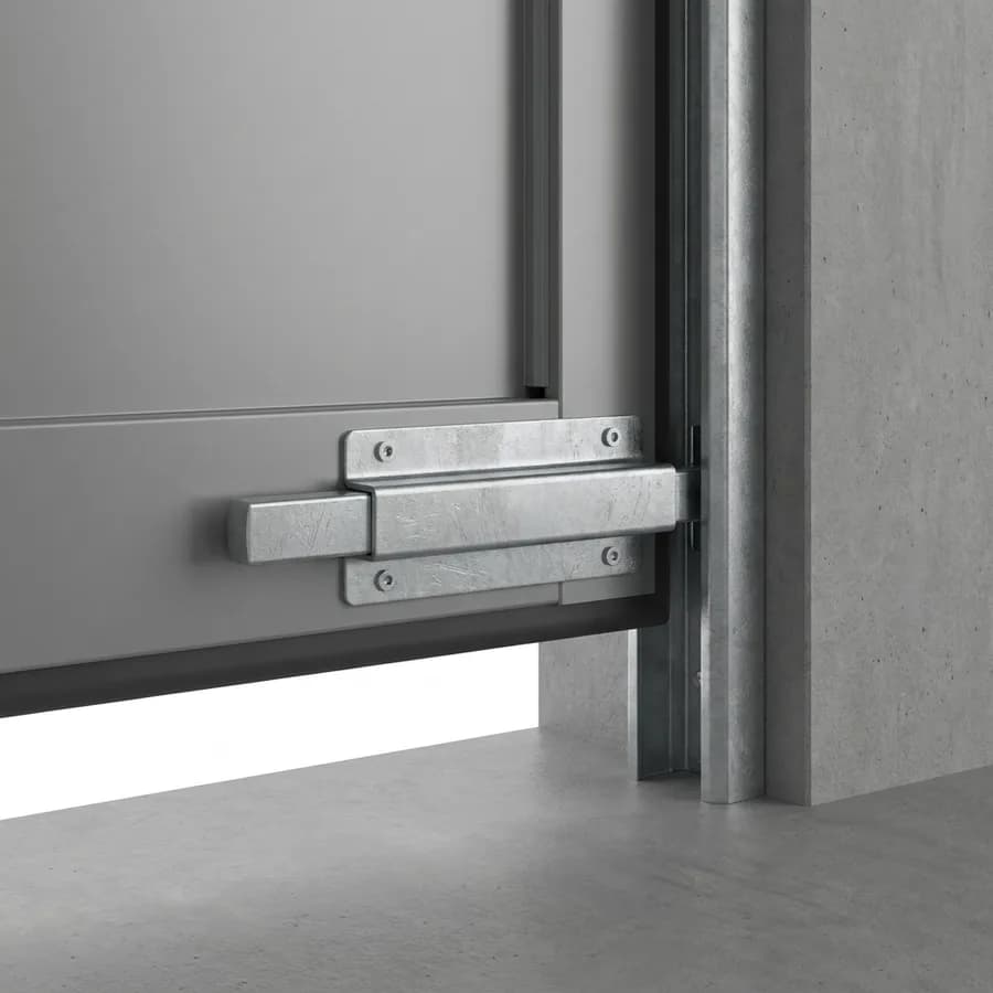 Visuel produit du configurateur : verrou latéral cadenassable monté sur le côté d’une porte sectionnelle